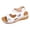 White, variant on Rokment Women's Orthopedic Wedge Walking Sandals Beach Comfortable Arch Support Platform Mid Heels Non Slip Work Summer Shoes for Woman with Adjustable Straps Beige Size 6.5