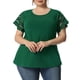 thumbnail image 1 of Agnes Orinda Blusas de Verano para Mujeres de Talla Grande con Panel de Encaje y Mangas Cortas Huecas 4X Verde Oscuro, 1 of 7