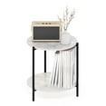 thumbnail image 4 of Furinno Besi 2-Tier Modern Round Side End Table with Sturdy Metal Legs, Marble White, 4 of 6