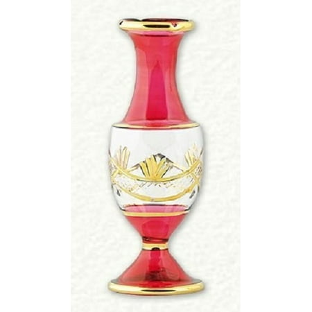 Red Etched Vases - Gold Etched Red Vase Egyptian Glass Home Accent Decoration Made in Egypt 5 inch