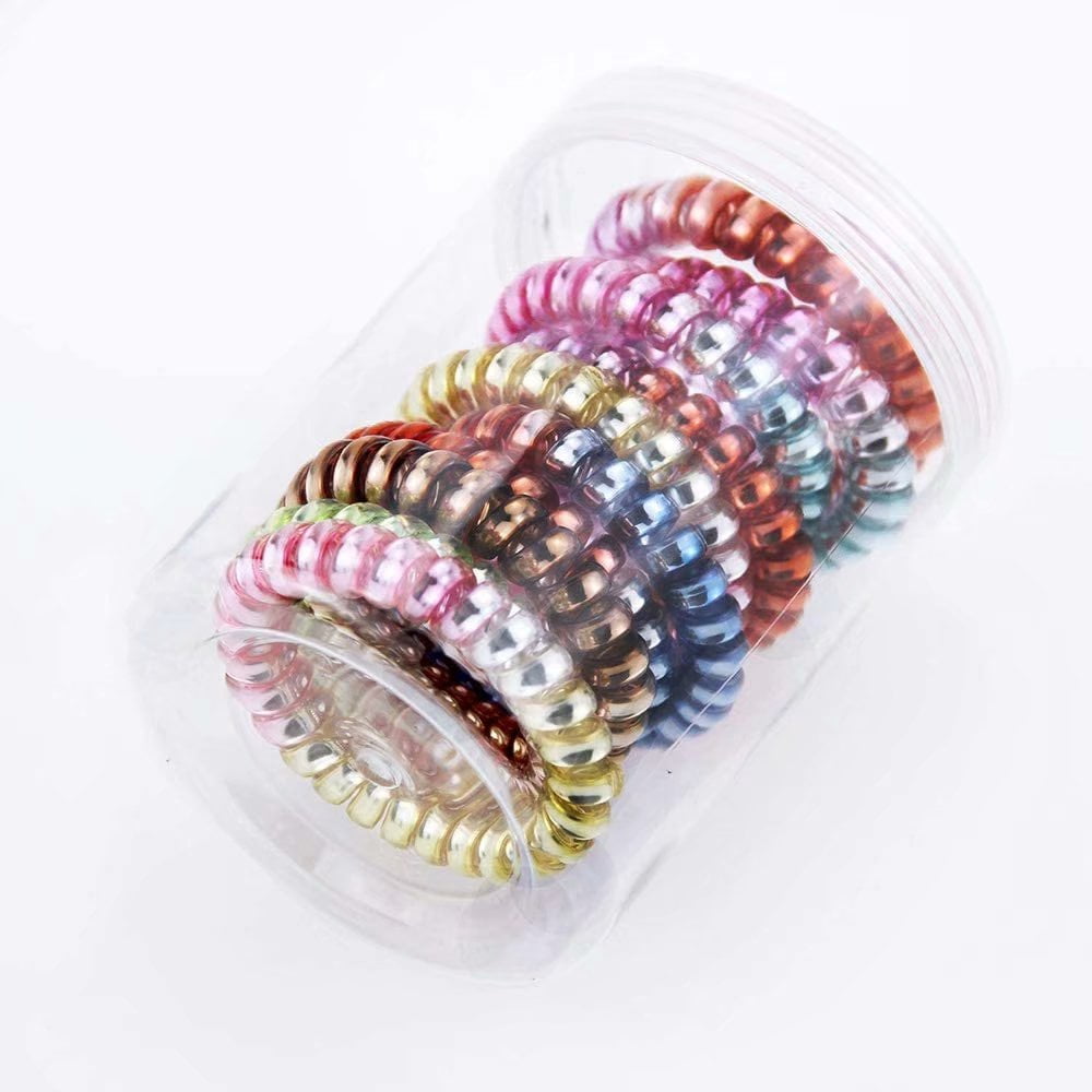Women Transparent Telephone Wire Hair Rope 9Pcs Traceless  Elastic Hair Ring New 