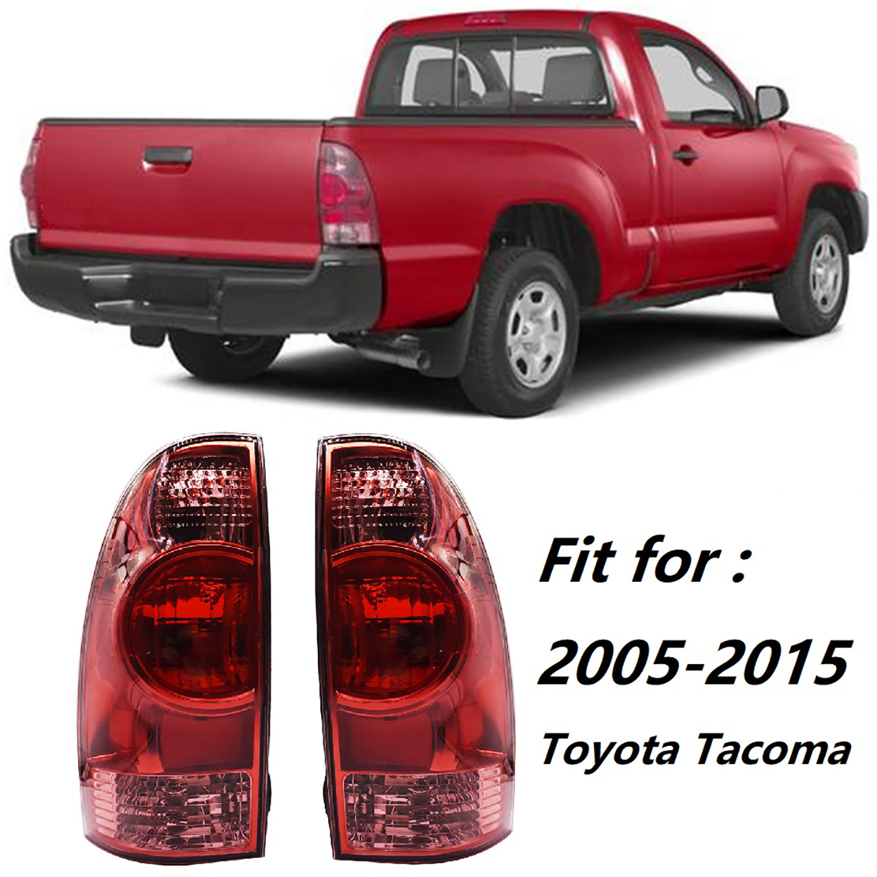 Labwork 2pcs Red Rear Tail Light Lamp Housing Assembly Fit for Toyota Tacoma 2005 2006 2007 2008 2009 2010 2012 2013 2014 2015, Rear Left & Right