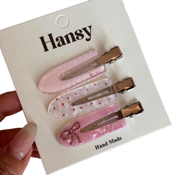 Pink Set of 3 Hair Clip, One Size