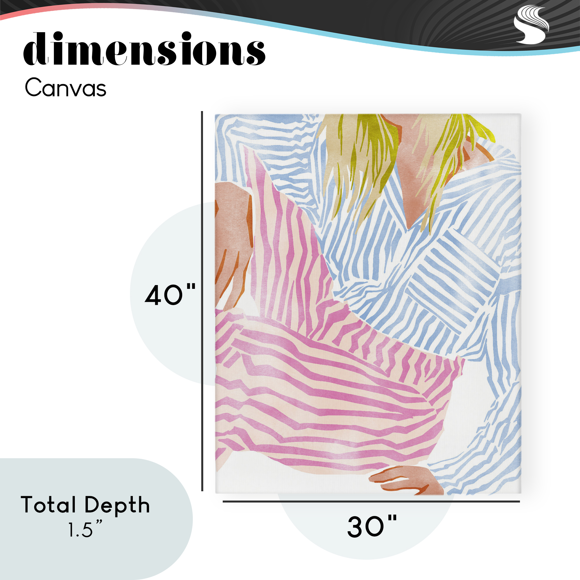 Female in Pastel Stripes Canvas Wall Art, design by Ziwei Li