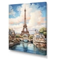 thumbnail image 2 of Designart "Eiffel Tower in the Paris Landscape" Cityscapes Canvas Wall Art - Industrial White Paris Living Room Canvas Art, 2 of 6