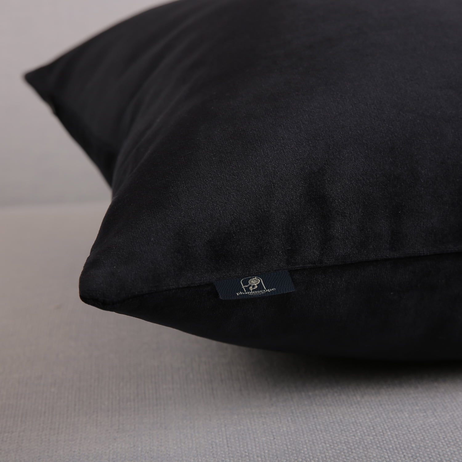 Phantoscope Soft Silky Velvet Series Decorative Throw Pillow, 18" x 18", Black, 1 Pack