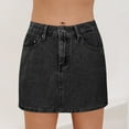 thumbnail image 2 of vigerkar Denim Skirt Women High Waist Mini Jean Skirt for Women Stretch Casual Mini Jean Skort Black, S, 2 of 5