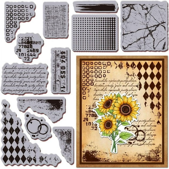 Retro Stains Background Cling Rubber Stamp 8.7"x7" Ink Texture EVA Stamps Embossing Stamp Seal Rubber Stamps for DIY Scrapbooking and Card Making Paper Craft Decor
