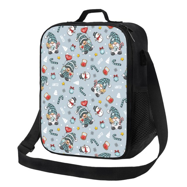 Balery Winter Gnome And Snowman Caja de Almuerzo y Bolsa de Almuerzo para Hombres y Mujeres, Bolsa de Almuerzo Reutilizable con Gran Capacidad, Bolsa de Almuerzo Aislada