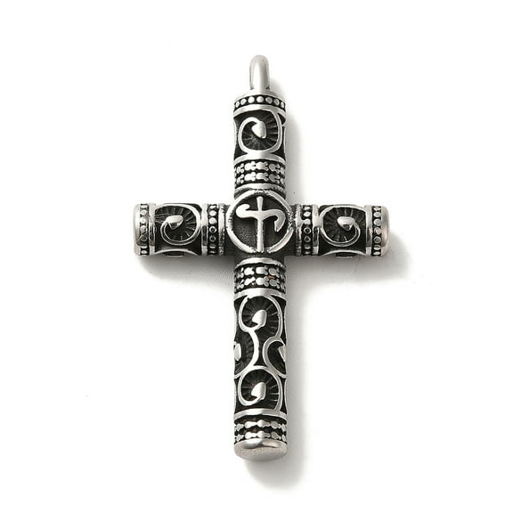 304 Stainless Steel Pendants Charm Silver 42.5x25.5x5mm Hole: 3.5x3mm