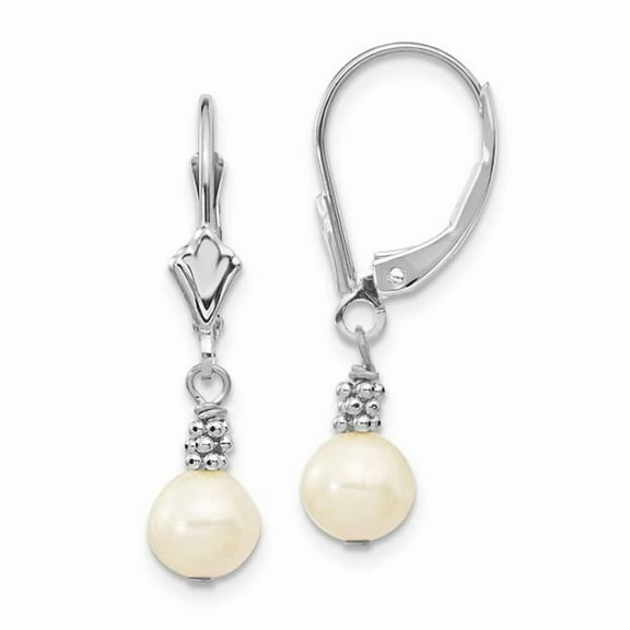 Primal Gold 14 Karat White Gold 5-6mm Freshwater Cultured Pearl Leverback Earrings