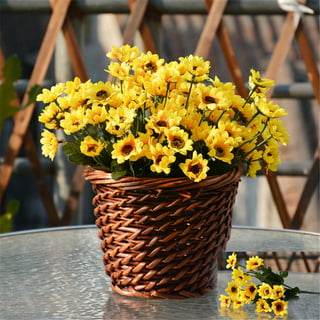 4 Bunches Yellow Sunflowers Artificial Flowers Mini Fake Sunflowers Bouquet with Stems for Home Decoration Indoor Outdoor Party DIY Wedding Bouquets