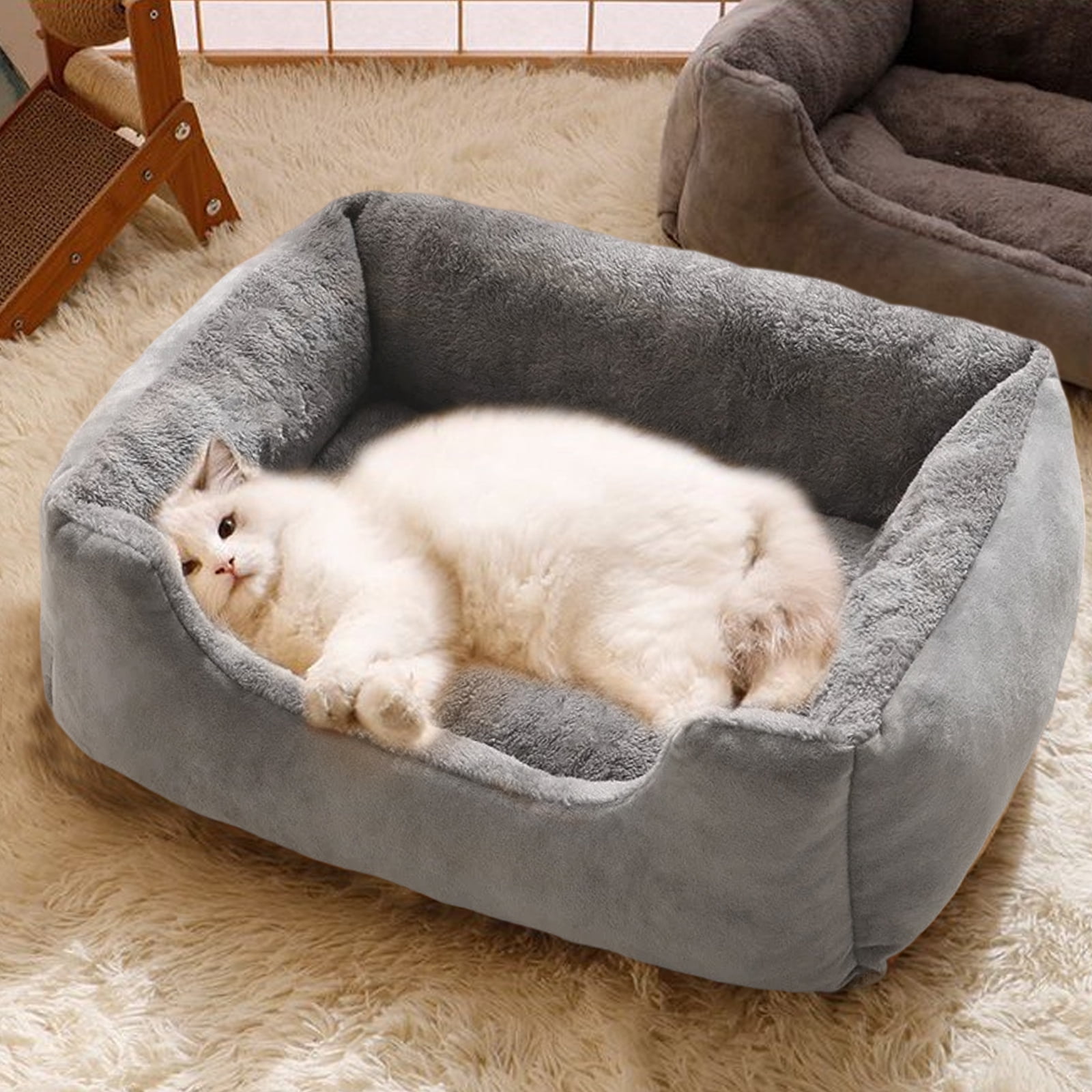 Dog Bed for Large Medium Small Dogs, Rectangle Washable Sleeping Orthopedic Pet Sofa Bed, Soft Calming Cat/Puppy Beds for Indoor Cats