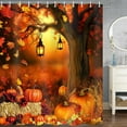 thumbnail image 3 of Fall Harvest Thanksgiving Pumpkin Shower Curtain, Autumn Leaves with Pumpkins Farmhouse Bathroom Curtains 72X72 Inches, 3 of 6