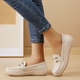 thumbnail image 5 of Domzle Women's Comfortable Faux Leather Penny Loafers Slip On Business Casual Dress Shoes Lightweight Office Work Flats Everyday Walking Shoes for Women Beige, 5 of 7