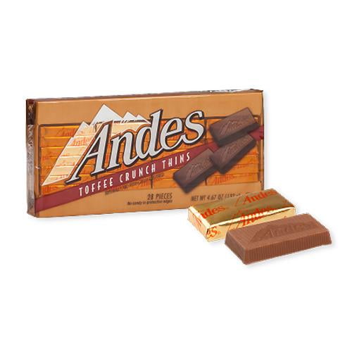 Andes Toffee Crunch Thins 4.67oz. Box Foil Wrapped Candy Case of 12