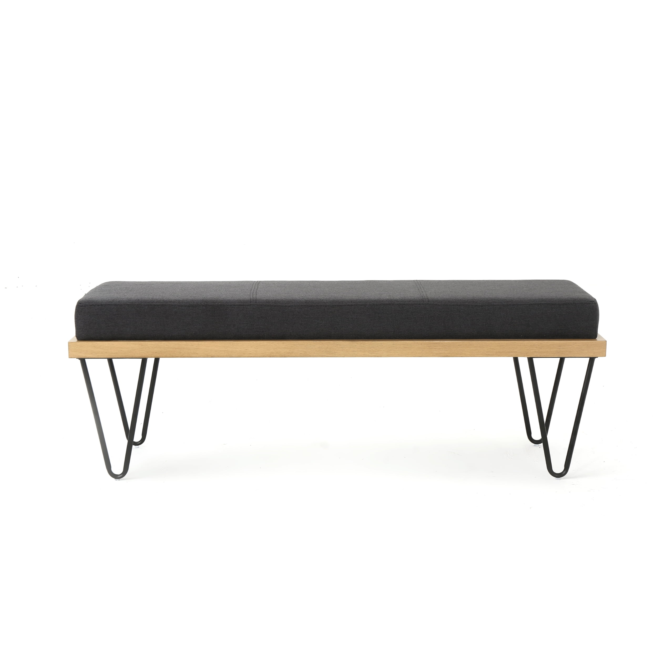 Noble House Elijah Industrial Modern Fabric Bench Dark Charcoal Walmart Com Walmart Com