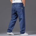 thumbnail image 4 of Men'S Jeans Regular Fit Denim Pants Wide Straight Leg Plus Size Baggy Jeans Elastic Waist Drawsting Casual Trousers, 4 of 5