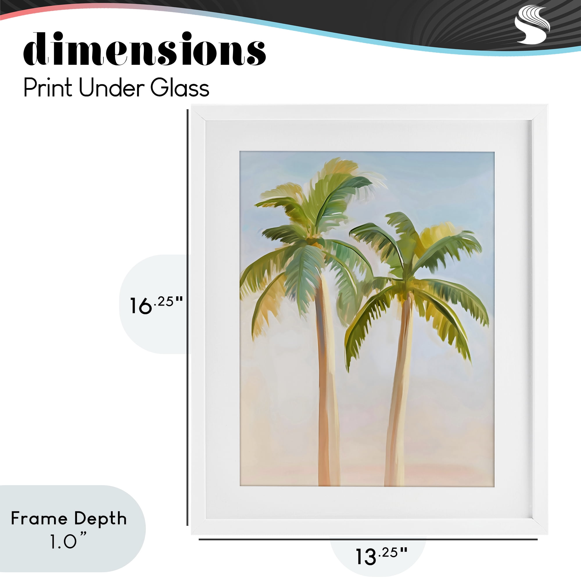 Stupell Industries Tropical Palm Twins at Sunrise White Framed Print Under Glass, design by The Prints Vibe