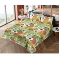 thumbnail image 4 of Ambesonne Exotics Vibe Fitted & Flat Sheet with Shams 4 Pcs Set, Dreamy Leafy Pattern, Calking, Fern Green Vermilion Grey, 4 of 5