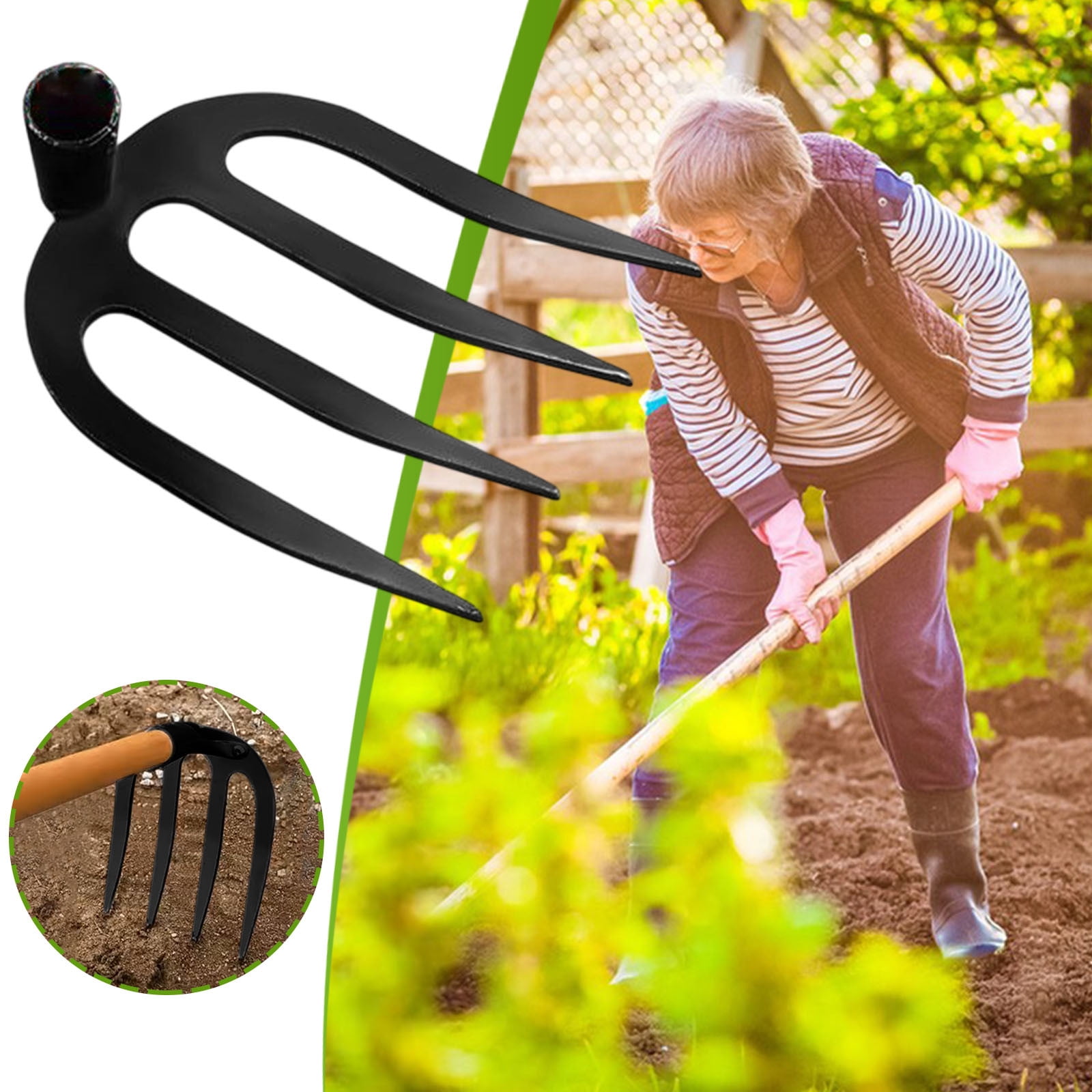 4 Teeth Hand Rake Garden Tool -Soil Tiller Cultivator Weeding Rake without Handle for Effortless Weeds Digging, Soil Loosening, Planting