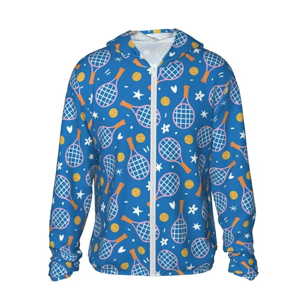 Fotbe Tennis Chaqueta con Protección Solar UPF 50+ para Hombre y Mujer, Camisa con Capucha y Bolsillos-Medium