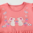 thumbnail image 2 of HILEELANG Toddler Girls Short Sleeve Dress Cotton Casual Pink Flower Mouse Applique Jersey Shirt Playwear Dresses 4T, 2 of 5