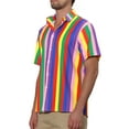 thumbnail image 4 of INSPIRE CHIC Inspired Men's Summer Vertical Stripe Print Short Sleeve Button Down Shirts M Rainbow Pink, 4 of 6