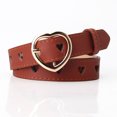 thumbnail image 3 of ruhuadgb Women Heart-shaped Buckle Belt Heart Hollow Design Waistband Faux Leather Adjustable Length Belt Fashion Accessories, 3 of 8