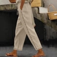 thumbnail image 3 of Cutuoiiu Trendy Casual Women's Solid Color Lace Trim Elastic Drawstring Waist Loose Straight Pants for Summer Vacation and Daily Wear Gifts, 3 of 7