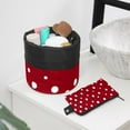 thumbnail image 6 of PhooArto Large Barrel Drawstring Makeup Bag, White Dots in Red Background Travel Cosmetic Bag Portable Make Up Organizer Bag, 6 of 6
