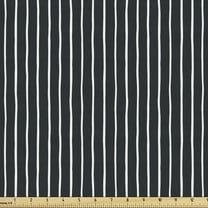 Pinstripe Fabric by the Yard, Monochrome Black and White Design White Thin Uneven Lines on Dark Backdrop, Decorative Upholstery Fabric for Sofas and Home Accents, 1 Yard, Black and White by Ambesonne