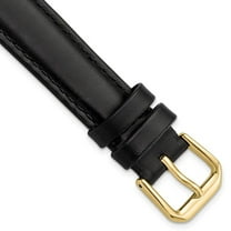 20mm Black Italian Leather Gold-tone Buckle Watch Band