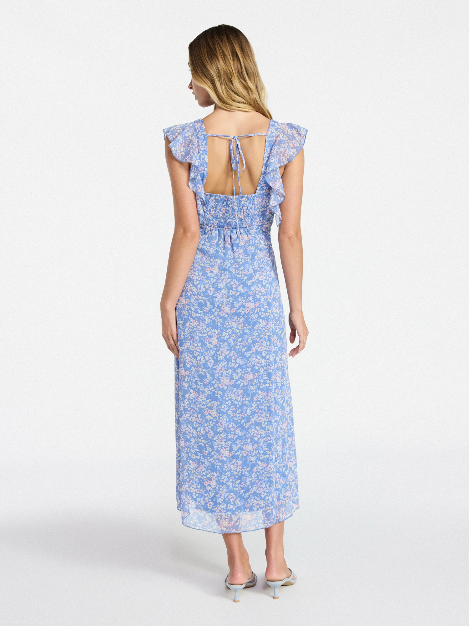 No Boundaries Flutter Sleeve Midi Dress, Women's XXS-XXL