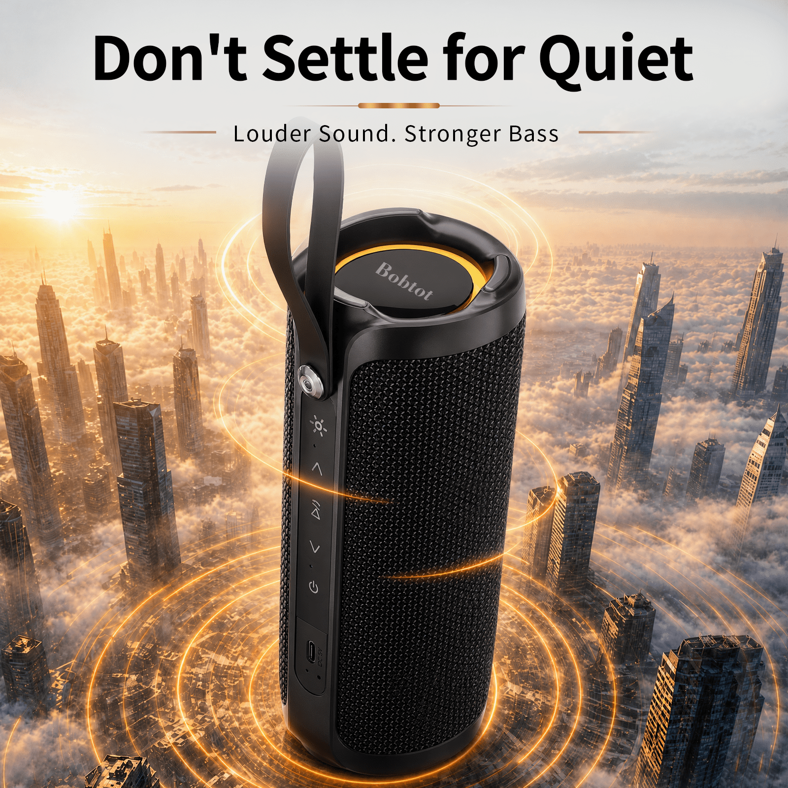Portable Bluetooth Speaker RGB IPX6 Waterproof, 15W Loud Sound, Deep Bass, Bluetooth 5.3 Wireless Stereo Pairing 15H Playtime, for Home/Outdoor/Party/Beach, Birthday Gift (Black)