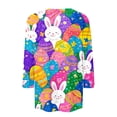 thumbnail image 5 of Easter Shirts for Women 3/4 Length Sleeve Crewneck Tshirts with Bunny Egg Print Casual Loose Fit Tops Tee, 5 of 5
