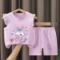 thumbnail image 6 of Toddler Girls Clothes 6M 12M 18M 24M 2T 3T 4T Summer Outfits Baby Kids Short Sleeve Letter Cute Baby Print T-Shirt Tops Rabbit Shorts Sets, 6 of 6