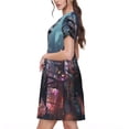thumbnail image 2 of Naloa Urban Mechanical Dragon Print Womens Summer A-Line Dress with Pockets,Short Sleeve Dresses,Flowy Beach Swing Dress for Vacation Travel, 2 of 6