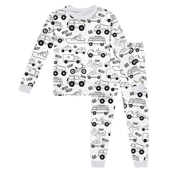 AJIWYH Pyjama pour Enfants à Col Rond à Manches Longues Haut Pantalon Ensemble Peint à la Main Bricolage Tenue d'Intérieur, Cadeaux de Noël pour Enfants Blanc, 8-9 Ans