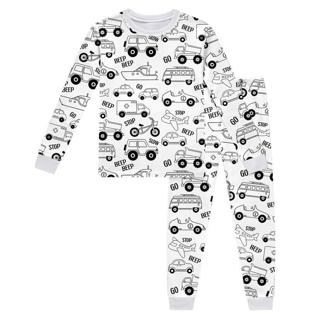 Zecgelong Pyjama pour Enfants Col Rond Manches Longues Haut Pantalon Ensemble Peint à la Main Vêtements de Maison Filles Ensemble Imprimé Animal