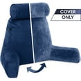 thumbnail image 3 of XXL Husband Pillow Cover Aspen - Reversible Micro Plush to Microsuede - Side and Back Pockets - Perfect Fit for the XXL Bed Rest Pillow - Convenient Handle for Carrying, Dark Blue, 3 of 7