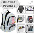 thumbnail image 6 of Yspwyqan Backpack for Boys Girls School, Strawberry Dinosaur 17 Inch Multi-Pocket Bookbag, Fits 15.6 Laptop, Casual Daypack for Elementary Hiking Back to School, 6 of 7