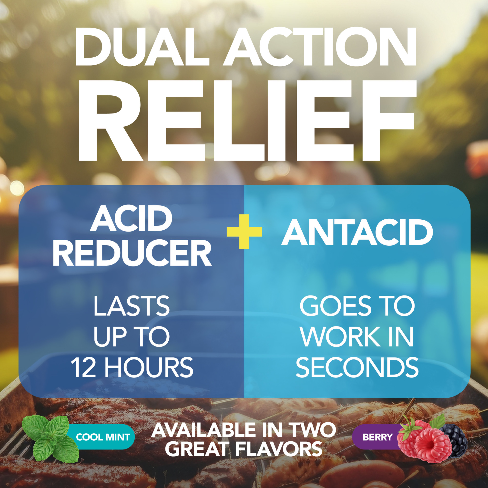 Equate Tabletas de Reductor de Ácido de Doble Acción Completo, Sabor Berry, 50 Unidades, Comparar con Ingredientes Activos de Pepcid Complete 5