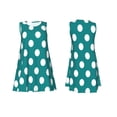 thumbnail image 3 of Bixox Teal And White Polka Dot Print Women's Sleeveless A-Line Dress with Pockets, Casual Knee-Length Tank Dress for Summer-3X-Large, 3 of 7