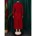 thumbnail image 5 of AURA Plus Size High Neck Beaded Swing Midi Dress Elegant Long Sleeve High Waist African Style, 5 of 10