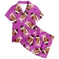 thumbnail image 3 of Tiijoy Toddler Girls Pajamas Football Print Short Sleeve Button Down Top Shorts Sleepwear, 3 of 3