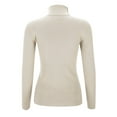 thumbnail image 5 of RMGVDSD Women Autumn Winter Turtleneck Knitted Sweater With Slim Fit Solid Color Bottoming Shirt Soft Sweaters Long Sleeve Sweater Loose Fit Basic Pullover Top /Beige, 5 of 5