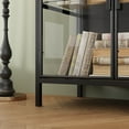thumbnail image 2 of WIAWG Storage Cabinet with 3-Color LED Lights, Glass Shelves & 4 Compartments, Sideboard Buffet for Living Room Dining Room, Black, 2 of 8
