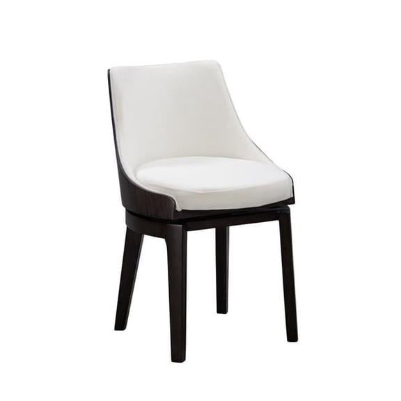 Boraam Orleans Swivel Low Back Wood and Cream Fabric Dining Chairs - Set of 2 - Black Finish