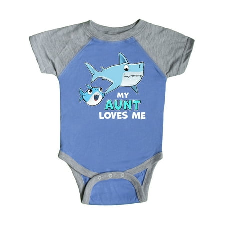 

Inktastic My Aunt Loves Me with Cute Sharks Gift Baby Boy or Baby Girl Bodysuit